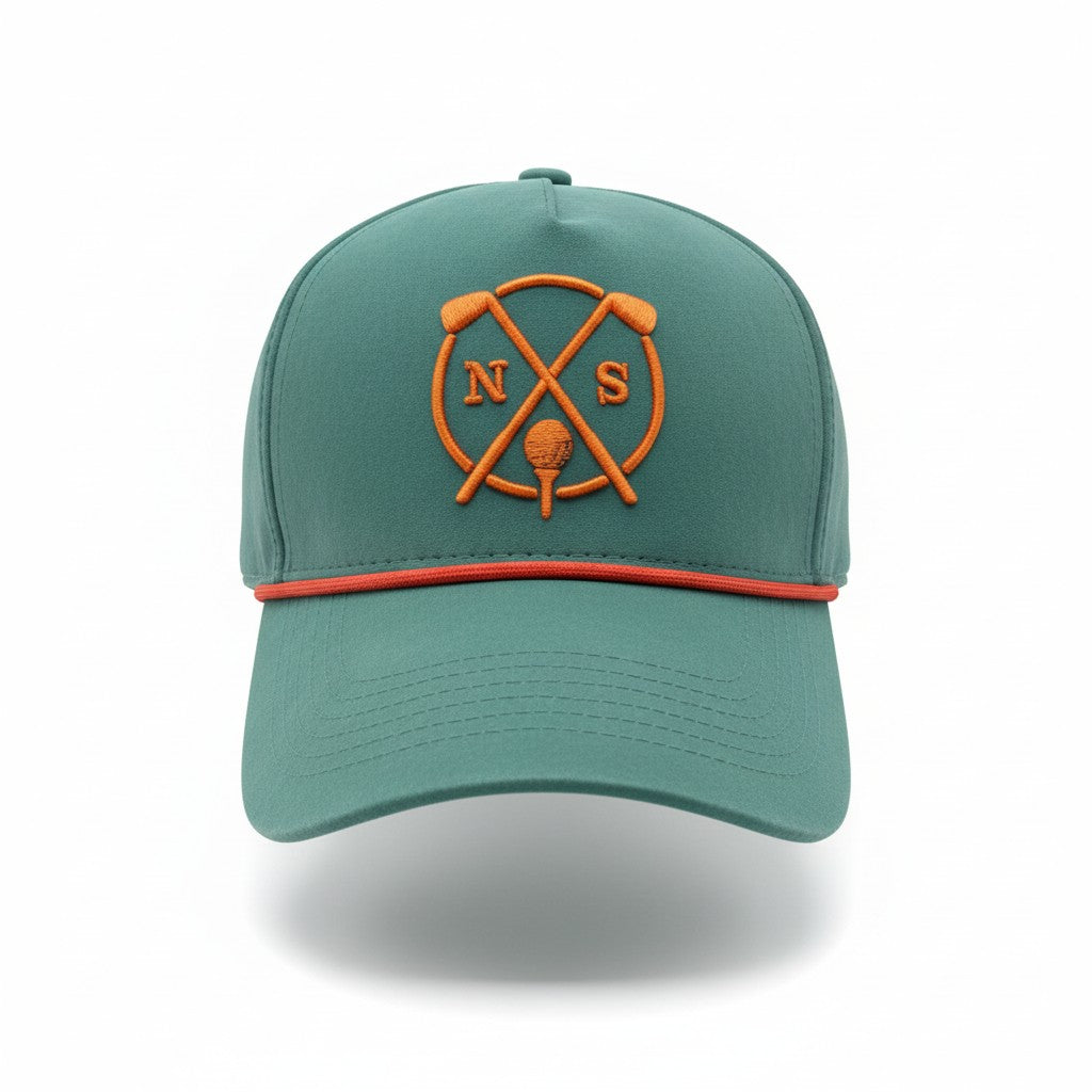 No Strokes “NS Crest” 5‑Panel  Hunter Green / Orange