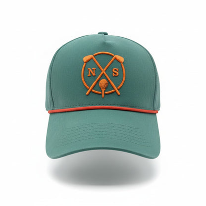 No Strokes “NS Crest” 5‑Panel  Hunter Green / Orange