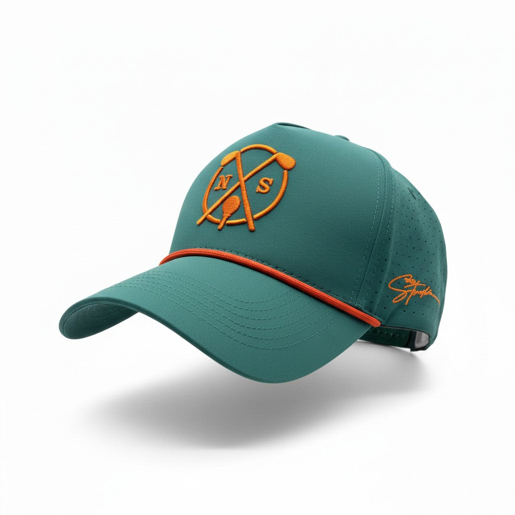 No Strokes “NS Crest” 5‑Panel  Hunter Green / Orange